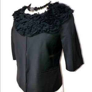 Ann Taylor Women's Black Ruffle Bolero Blazer 6 NWOT